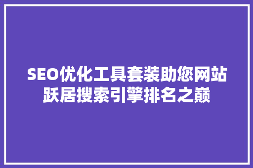 SEO优化工具套装助您网站跃居搜索引擎排名之巅