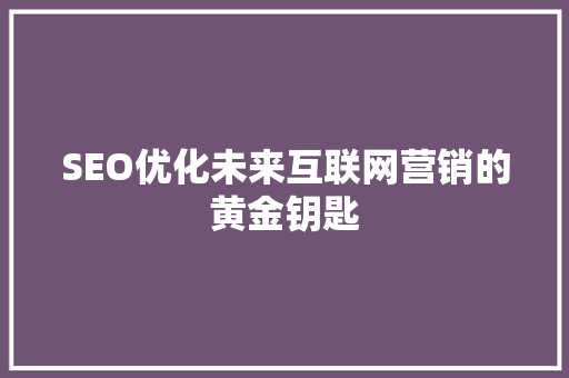 SEO优化未来互联网营销的黄金钥匙