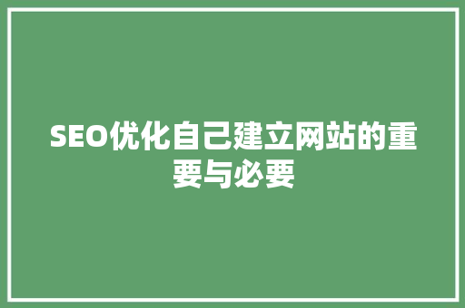 SEO优化自己建立网站的重要与必要  第1张