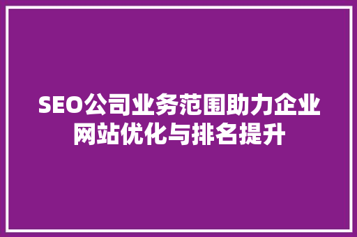 SEO公司业务范围助力企业网站优化与排名提升
