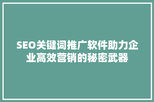 SEO关键词推广软件助力企业高效营销的秘密武器
