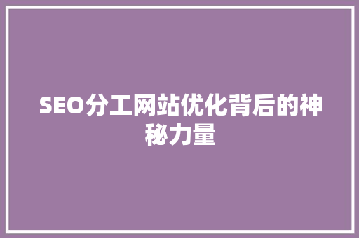 SEO分工网站优化背后的神秘力量