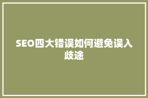 SEO四大错误如何避免误入歧途  第1张