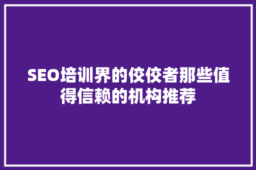 SEO培训界的佼佼者那些值得信赖的机构推荐