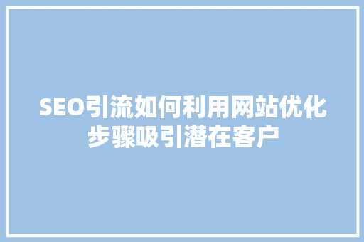 SEO引流如何利用网站优化步骤吸引潜在客户
