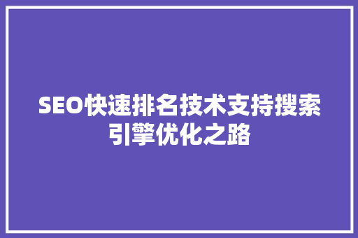 SEO快速排名技术支持搜索引擎优化之路