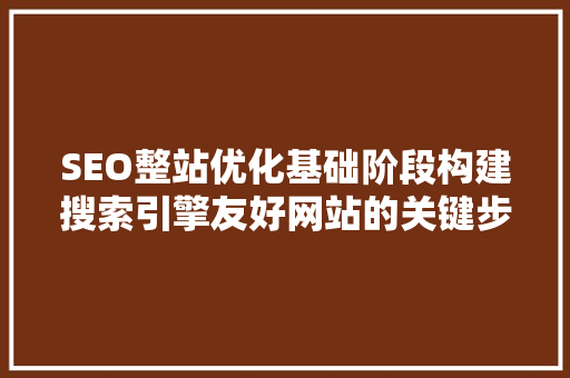 SEO整站优化基础阶段构建搜索引擎友好网站的关键步骤