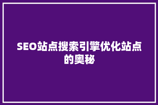 SEO站点搜索引擎优化站点的奥秘