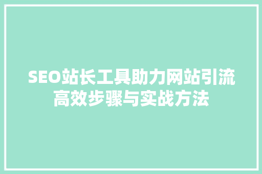 SEO站长工具助力网站引流高效步骤与实战方法