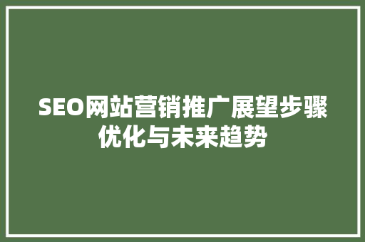 SEO网站营销推广展望步骤优化与未来趋势