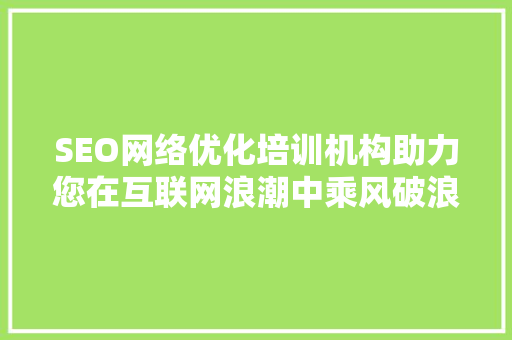 SEO网络优化培训机构助力您在互联网浪潮中乘风破浪