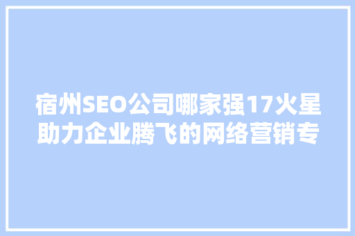 宿州SEO公司哪家强17火星助力企业腾飞的网络营销专家