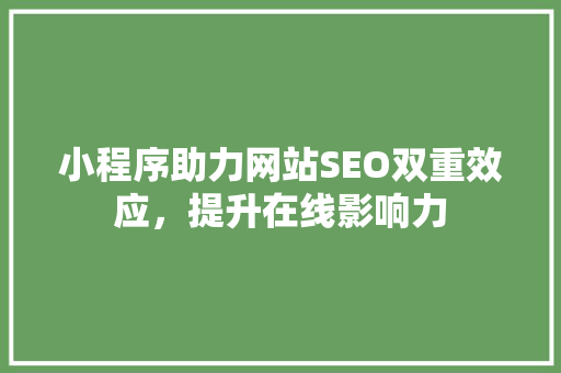小程序助力网站SEO双重效应，提升在线影响力