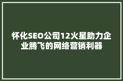 怀化SEO公司12火星助力企业腾飞的网络营销利器
