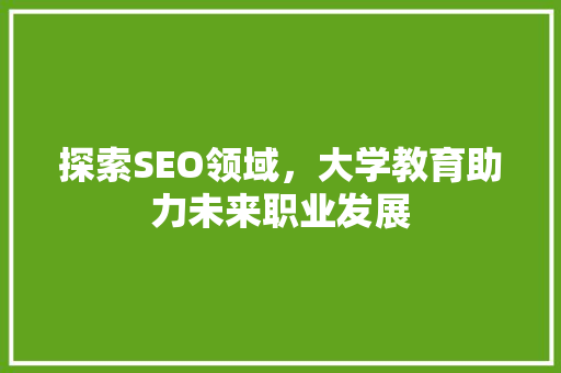 探索SEO领域，大学教育助力未来职业发展