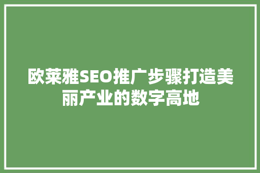 欧莱雅SEO推广步骤打造美丽产业的数字高地