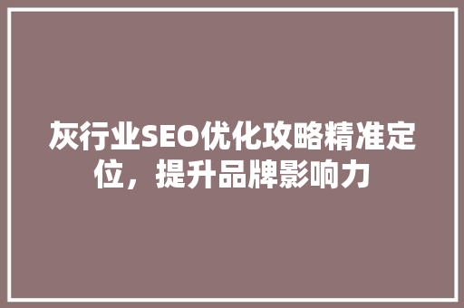 灰行业SEO优化攻略精准定位，提升品牌影响力