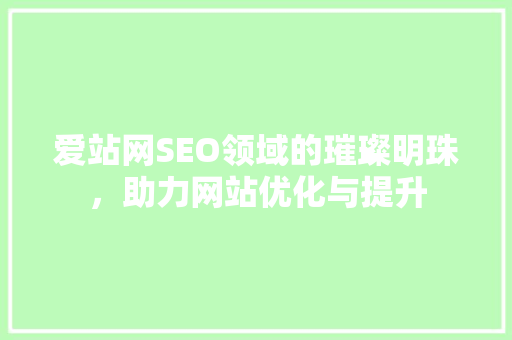 爱站网SEO领域的璀璨明珠，助力网站优化与提升