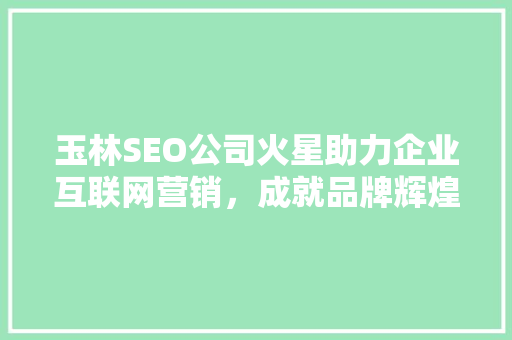 玉林SEO公司火星助力企业互联网营销，成就品牌辉煌