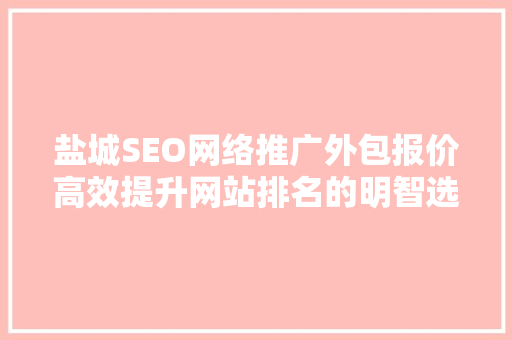 盐城SEO网络推广外包报价高效提升网站排名的明智选择