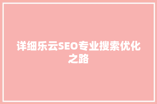 详细乐云SEO专业搜索优化之路