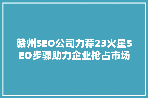 赣州SEO公司力荐23火星SEO步骤助力企业抢占市场先机