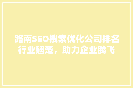 路南SEO搜索优化公司排名行业翘楚，助力企业腾飞