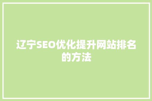 辽宁SEO优化提升网站排名的方法