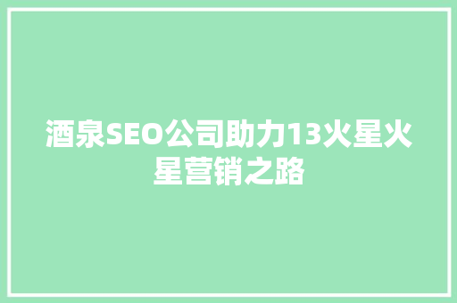 酒泉SEO公司助力13火星火星营销之路