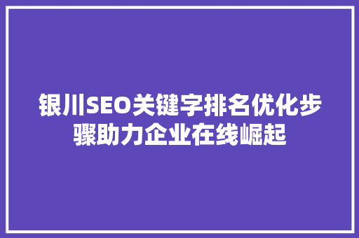 银川SEO关键字排名优化步骤助力企业在线崛起