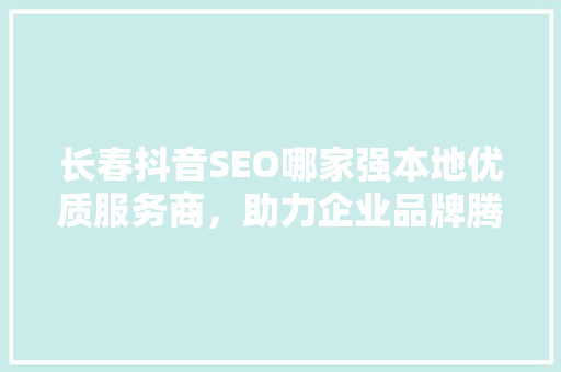 长春抖音SEO哪家强本地优质服务商，助力企业品牌腾飞