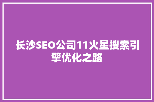 长沙SEO公司11火星搜索引擎优化之路