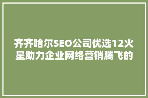 齐齐哈尔SEO公司优选12火星助力企业网络营销腾飞的秘密武器