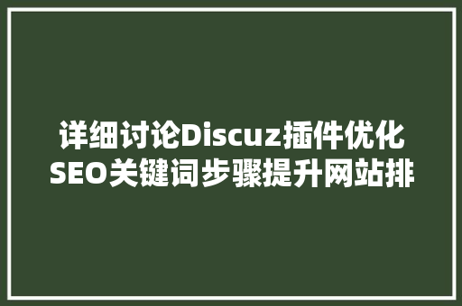 详细讨论Discuz插件优化SEO关键词步骤提升网站排名之路