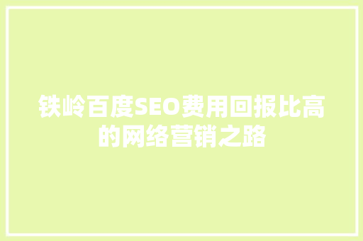 铁岭百度SEO费用回报比高的网络营销之路
