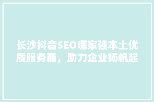 长沙抖音SEO哪家强本土优质服务商，助力企业扬帆起航