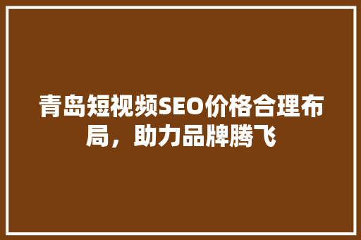 青岛短视频SEO价格合理布局，助力品牌腾飞