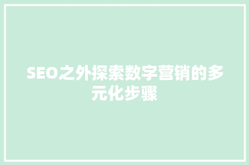 SEO之外探索数字营销的多元化步骤
