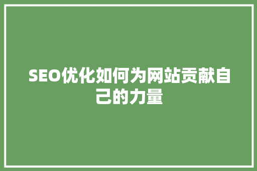 SEO优化如何为网站贡献自己的力量