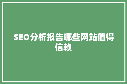 SEO分析报告哪些网站值得信赖