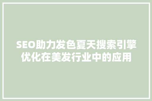 SEO助力发色夏天搜索引擎优化在美发行业中的应用