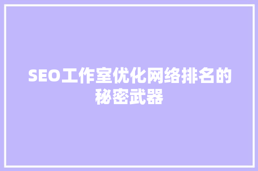 SEO工作室优化网络排名的秘密武器