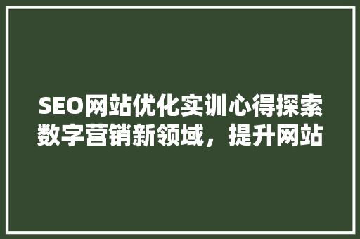 SEO网站优化实训心得探索数字营销新领域，提升网站排名的方法