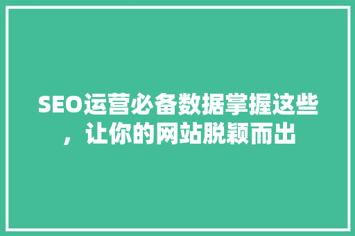 SEO运营必备数据掌握这些，让你的网站脱颖而出