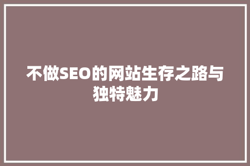 不做SEO的网站生存之路与独特魅力
