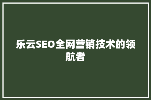 乐云SEO全网营销技术的领航者