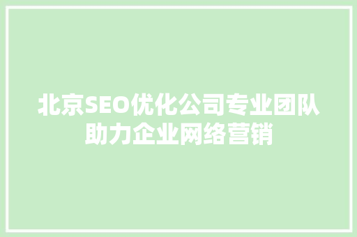 北京SEO优化公司专业团队助力企业网络营销