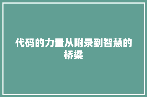 代码的力量从附录到智慧的桥梁