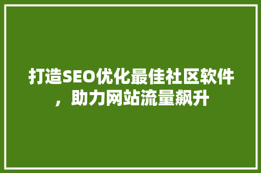 打造SEO优化最佳社区软件，助力网站流量飙升