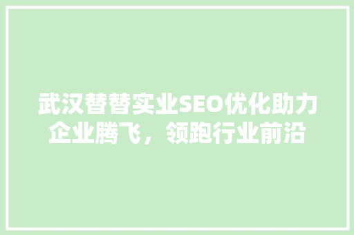 武汉替替实业SEO优化助力企业腾飞，领跑行业前沿